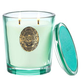 Bougie M&SENSE eucalyptus menthe à doubles mèches, diffusion homogène dans la pièce.
