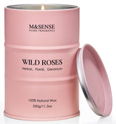 M&SENSE Bougie Rose Sauvage—70 heures, ambiance chaleureuse et durable.