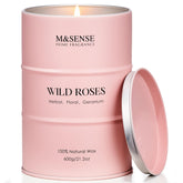 Bougie M&SENSE Rose Sauvage dans son étui cadeau, idéale comme idée cadeau détente.