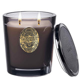 Bougie M&SENSE au soja grande avec 2 mèches dans un vase en verre, ambiance durable.