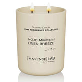 M&SENSE Linen Breeze dans un pot verre minimaliste pour une déco chic.