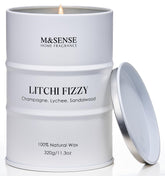 M&SENSE Bougie Litchi Fizzy dans sa boîte cadeau, ambiance estivale chaleureuse