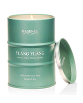 Bougie M&SENSE Ylang Ylang en cire végétale, combustion uniforme pour ambiance apaisante.