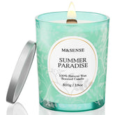 M&SENSE Summer Paradise Bougie bois crepitant pour une ambiance chaleureuse.