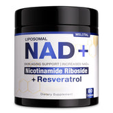 MSLOTAL NAD+ bouteille et étiquette, symbole de qualité pour soutenir énergie et vitalité.