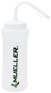 Mueller bouteille quart avec paille couleur naturelle et lettres noires, hydratation pratique au quotidien.