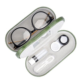 Muf étui double-face pour lentilles et lunettes, rangement pratique.