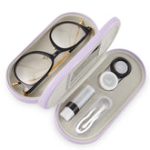 Muf étui double-face avec miroir pour lunettes et lentilles, pratique au quotidien.