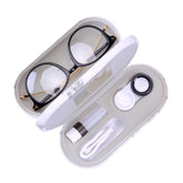 Étui double-face Muf pour lentilles et lunettes avec miroir intégré, pratique en déplacement.