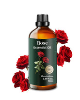 Huile essentielle de rose Mumianhua sur bouteille, favorise une relaxation nocturne.
