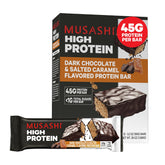 Barre MUSASHI protéinée 45 g en emballage, snack pratique post-entraînement.