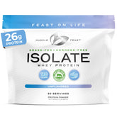 Muscle Feast isolat whey sur emballage, origine pâturage et naturel.