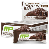 Barre MusclePharm Combat Sport chocolat gâteau, boîte: 20 g de protéine pour l'énergie durable.