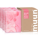 Muun Yoni Savon Bar Pack Rose – emballage élégant prêt pour une routine intime naturelle.