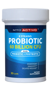 MyoActivo, bouteille probiotique 60 milliards, favorise une flore intestinale équilibrée et durable.