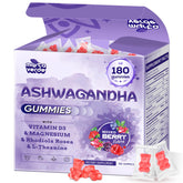Boîte Myrtaverde Ashwaganda 3000 mg, 180 gommes, bénéfice potentiel quotidien.