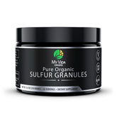 My Vida Origins Soufre Pur Organique – bouteille avec granules, usage quotidien potentiel.