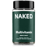 NAKED Men's Multi : bouteille montrant la prise quotidienne pour l’immunité et l’énergie.