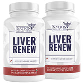 Nation Health MD Liver Renew montre la bouteille pour un soutien hépatique potentiel et énergie.