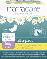 Natracare serviettes ultra longues avec ailes, protection durable et discrétion nocturne.