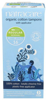 Tampons Natracare en coton biologique avec applicateur en carton, emballage écologique.