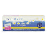 Tampons Natracare en coton biologique sans applicateur, douceur pour la peau sensible.