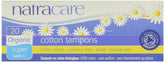 Natracare tampons coton organique sans applicateur, confort quotidien.