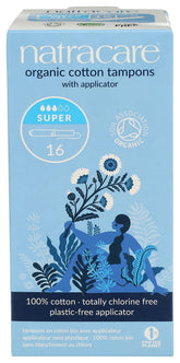 Natracare tampons super coton biologique avec applicateur en carton, conçu pour respecter la peau.