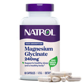 Capsules Natrol Magnésium Glycinate en bouteille avec dosage 240 mg, faciles à prendre