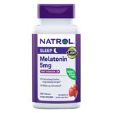Natrol Mélatonine 5 mg – tablettes à dissolution rapide au goût fraise, pratique le soir