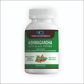 Natural Care Supplements Ashwagandha en bouteille, soutien potentiel au bien-être quotidien.