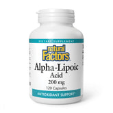 Natural Factors Acide alpha-lipoïque 200 mg – bouteille, soutien antioxydant potentiel