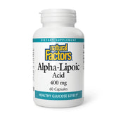 Natural Factors acide alpha-lipoïque – bouteille, soutien antioxydant quotidien.