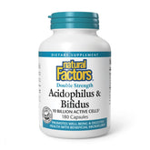 Natural Factors Acidophilus Bifidus Double Strength - bouteille montrant le flacon et le potentiel probiotique