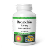 Natural Factors Bromélaïne 500 mg – Bouteille de capsules, soutien digestif potentiel.