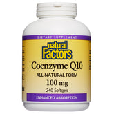 Natural Factors CoQ10, bouteille; soutient l'énergie et l'antioxydant naturel.