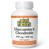 Natural Factors Glucosamine-Chondroitin — bouteille visible, soutien possible des articulations au quotidien.