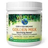Natural Factors Golden Milk Poudre dans sa boîte prête à être mélangée pour une douceur réconfortante.