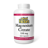 Natural Factors Magnésium citrate 150 mg capsules, soutien musculaire facilement assimilable