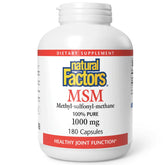 Natural Factors MSM capsules, bouteille visible, soutien pratique pour articulations et mobilité au quotidien.