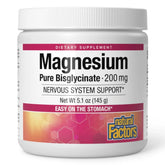 Natural Factors Poudre magnésium bisglycinate – dissolution facile dans l'eau