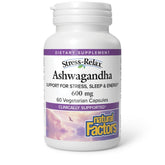 Natural Factors Stress-Relax Ashwagandha - bouteille de capsules pour le calme potentiel