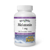 Natural Factors Stress-Relax Melatonine 1 mg – bouteille prête pour la routine sommeil calme.