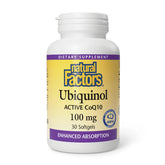 Natural Factors Ubiquinol 100 mg – bouteille de gélules, soutien potentiel à l'énergie