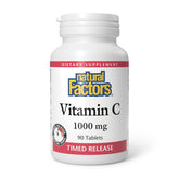 Natural Factors Vitamine C 1000 mg libération lente, boîte pratique.
