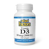Natural Factors Vitamine D3 2000 UI – bouteille prête, peut aider à l’absorption du calcium