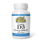 Natural Factors vitamine D3 5000 UI — bouteille prête à une prise quotidienne pour soutenir les os
