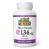 Natural Factors Vitamin E Mixte – bouteille, antioxydant potentiel pour la peau.
