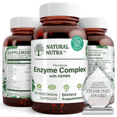 Natural Nutra: bouteille en verre ambré contenant le complexe d'enzymes digestives pour une digestion facilitée.
