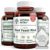 Natural Nutra riz rouge de levure dans une bouteille, soutien général et immunité potentielle.